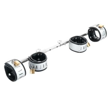 Imagem de Barra de aço inoxidável giratória, resistente, equipamento de academia doméstica com 4 alças acolchoadas ajustáveis de poliuretano peludo para treinamento físico, kit de acessórios de pilates e ioga.