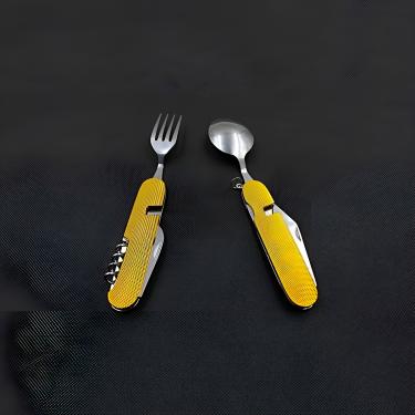 Imagem de Canivete Talher Multifuncional Dobrável Portátil Faca Abridor Cor:Amarelo