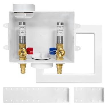 Imagem de Caixa de tomada para máquina de lavar (solta), dreno central/dreno lateral, entrada Pex-A de 1/2 polegada x conexão de saída MHT de 3/10.2 cm, com martelo de água de aço inoxidável (WM008)
