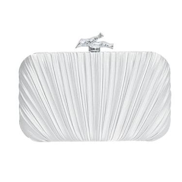 Imagem de BYWAUQI Bolsa clutch feminina para noite bolsa formal de cetim com corrente removível para festa de casamento, Prata, 7.9 x 2.0 x 4.3 inches