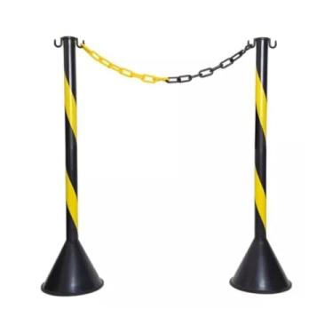 Imagem de Kit 2 Pedestal de Sinalização 95cm com Corrente Zebrada 5m – Isolamento de Área Segurança e Organização
