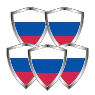 Imagem de Adesivo de decalque de bandeira da Rússia - Adesivos de vinil refletivo em forma de escudo de bandeiras russas - para para-choque de janela de carro, laptop, adesivo à prova d'água (5 peças)
