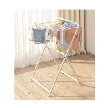 Imagem de Hhsdyl Estendal de Roupa, Varal Dobrável para Secagem de Roupa, Poupa-Espaço, Secador de Roupa Instantâneo para Pendurar Roupa no Interior e Exterior, Varal Portátil de Metal,White,A