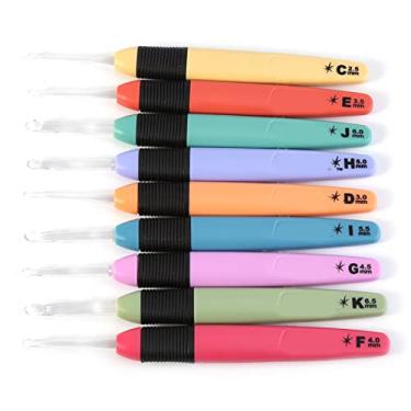 Imagem de Conjunto de ganchos de crochê com luz LED 9 peças de agulhas de tricô ergonômicas com luz LED brilhante para artesanato de fios escuros de alta qualidade ABS PVC PC Material