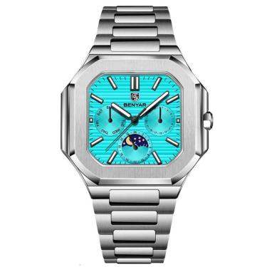 Imagem de Relógio masculino quadrado em aço inoxidável multifuncional design esportivo