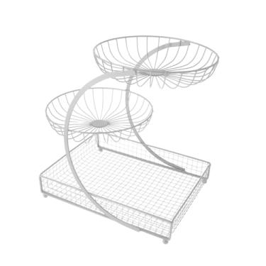 Imagem de FytStycale Fruteira, Suporte para Frutas E Legumes em Arame de Ferro com Várias Camadas, Tigela para Lanches com Fácil Limpeza E Amplo Espaço de Armazenamento Pa, Branco 3 camadas, Tamanho real