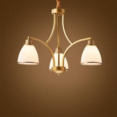 Imagem de Lustre retrô americano com LED, estilo europeu, luxuoso, para sala de estar, restaurante, quarto, escritório, casa de campo, hotel, café, escada (3 lâmpadas)