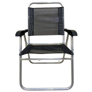 Imagem de Cadeira De Praia Alta Sanete Encosto Alto Aluminio Ronchetti Preto