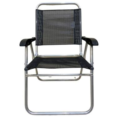 Imagem de Cadeira De Praia Alta Sanete Encosto Alto Aluminio Ronchetti Preto