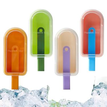 Imagem de Moldes, moldes de sorvete reutilizáveis com tampas e bastões, máquina reutilizável com tampas e bastões Gadget de cozinha para cubos, creme e lanche