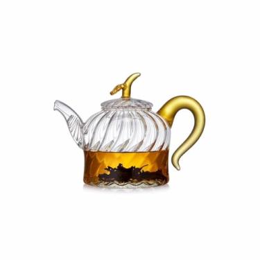 Imagem de Bule de chá de vidro criativo removível com tampa, filtro doméstico, conjunto de chá, chaleira transparente de frutas, pequena, 450 ml, limpável (sem copo)