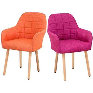 Imagem de Conjunto de 2 cadeiras de jantar para cadeiras de jantar – Cadeiras de canto para cozinha, apoio de braço, conjunto de 2, cadeiras de restaurante de cozinha, moda moderna, salão de beleza, loja