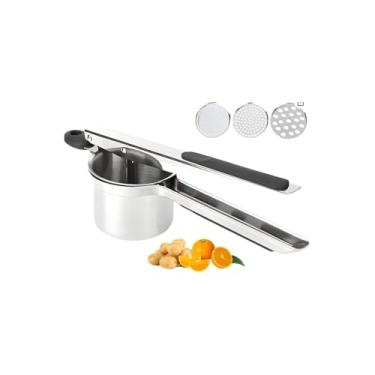 Imagem de Espremedor de Batatas em Aço Inox, 27cm x 10cm x 10cm, Resistente à Corrosão, Design Ergonômico, para Purês e Alimentos Cozidos