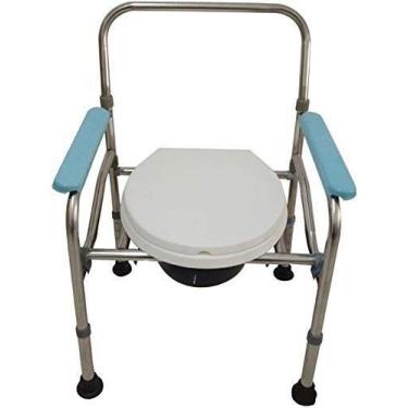 Imagem de Cadeiras de rodas multifuncionais com altura ajustável para vaso sanitário antiderrapante cadeira de banheiro móvel cadeira de chuveiro leve cadeira de rodas dobrável adequada para mulheres grávidas