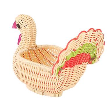 Imagem de Cesto de Armazenamento em Forma Peru para Mesa Trabalho Bonito Tecido à Mão Rattan Imitado Decoração Casa Ornamentos Frutas Recibos Coleta Detritos Manter a Limpa e Organizada Resistente ao Desgaste C