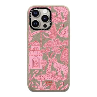 Imagem de CASETiFY Capa Pebbled para iPhone 15 Pro Max [texturizada/proteção contra quedas de 1,5 metros/compatível com Magsafe] - Estampas de animais - Cheetah Paradise Pink - Greige