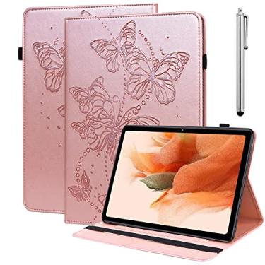 Imagem de VODEFOX Capa para Lenovo Tab P11 Plus 2021 /Tab P11 (TB-J606F/J606X) 11 polegadas, borboleta em relevo PU couro slot para cartão suporte flip capa com cartão solts elástico para Lenovo Tab P11 Plus -