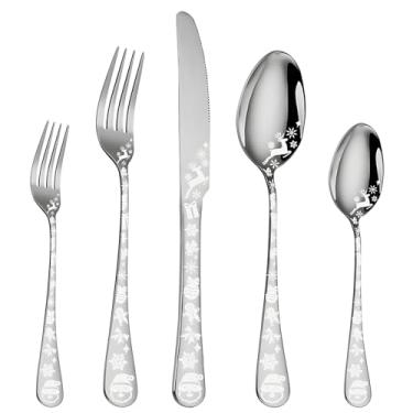 Imagem de Conjunto de Pratos Aço Inoxidável com 20 Peças para 5 Pessoas Talheres Borda Redonda Utensílios Cozinha Incluindo Faca Colher e Garfo Casa Restaurante Lavavajillas Seguro