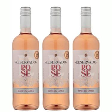 Imagem de Kit 3 Vinho Rosé Merlot Marcus James 750ml Vinicula Aurora