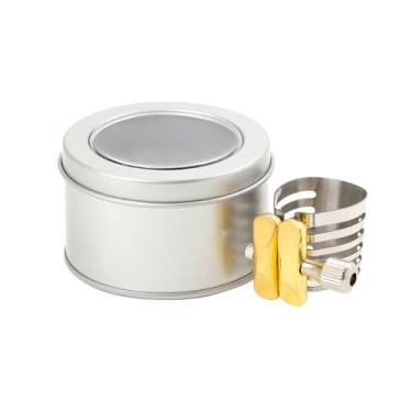 Imagem de Acessórios profissionais de saxofone acessórios para instrumentos musicais oco aço inoxidável cartão de saxofone caixa de ferro fosco braçadeira fixa prata (cor: agudos)