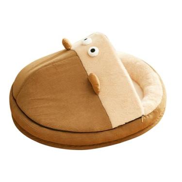 Imagem de Ｂｅｓｇａ Cama para gato, caverna, tenda para gato, chinelo em forma, capa removível, cama quente para gato, para cães e gatos, Marrom, L