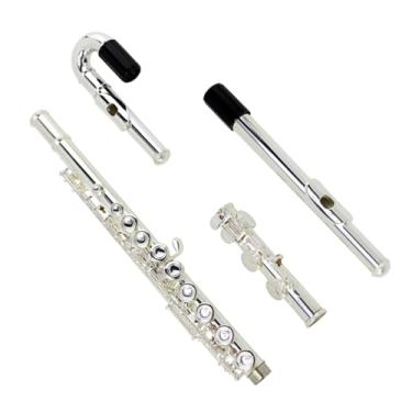 Imagem de Flauta Outfit Instrumento para Flauta de Nível Iniciante Tom C 16 Furo Fechado Cobre Branco Banhado a Prata Flauta Tubo Curvo