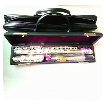 Imagem de Flauta 16 boquilhas banhadas a ouro prata obturador transversal chave C com chave E instrumento musical flauta (cor: caixa dura)