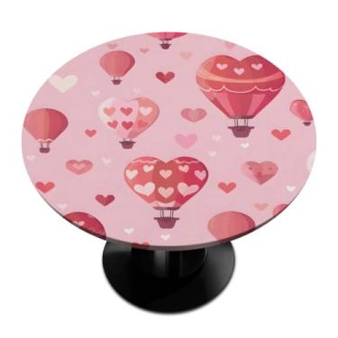 Imagem de hongjinglin Toalha de mesa redonda com borda elástica para dia dos namorados toalha de mesa redonda limpa para ambientes internos e externos, pátio, jantar, cozinha, festival, decoração para mesas de