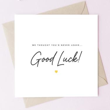 Imagem de TEEMI - Cartão engraçado de despedida com envelope - We Thought You'd Never Leave Good Luck Card - Cartão quadrado premium de 300gsm 12 x 12 cm - Cartão de colega de trabalho em branco