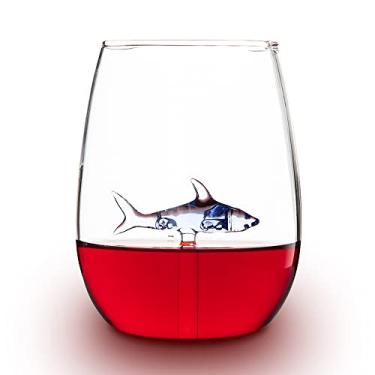 Imagem de evomosa Taça de vinho de tubarão, taça de vinho para beber 400 ml, copo de suco de coquetel para presente de aniversário de inauguração de casa, presente exclusivo para amantes de tubarões