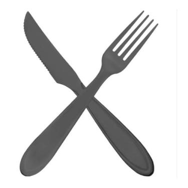 Imagem de Faqueiro Black Aço Inox 24 Peças, 6 Garfos, 6 Facas de Churrasco, 6 Colheres de Mesa, 6 Colheres de Chá