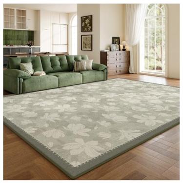Imagem de SPXMQSS Tapetes de sala de estar laváveis, tapetes para sala de estar, macios, antiderrapantes, resistentes ao desgaste, grandes para quarto, sala de jantar, escritório, verde A 200 x 300 cm