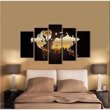 Imagem de quadros decorativo 5 peças mod Mapa mundial - autopc 3mm