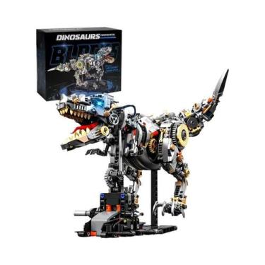 Imagem de Blocos De Montar Dinossauro Modelo T-Rex Brinquedo Educacional DIY Par