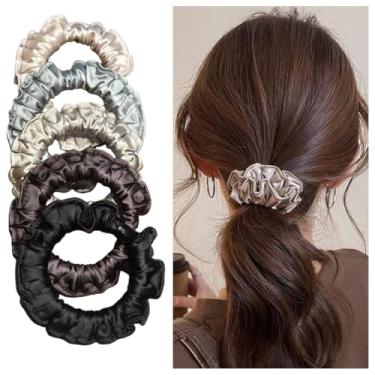 Imagem de Lemeilleur 5 peças elásticos de cabelo falbala sedosos elásticos de cabelo elásticos de cabelo laços de cabelo cordas suportes de rabo de cavalo faixas de tecido para meninas e mulheres
