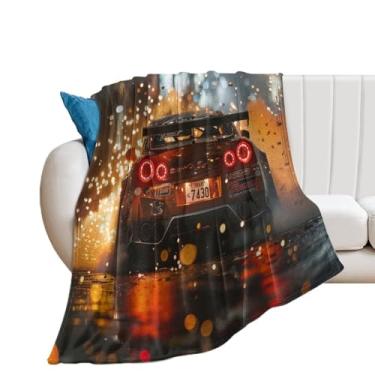 Imagem de HouLaiZhe Cobertor super macio de flanela modificação esportes velocidade JDM carro R35 cobertores leves refrescantes para sofá-cama cadeira sofá carro viagem ao ar livre leve quente 178 x 203 cm