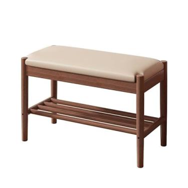 Imagem de uhyOHF Banqueta de madeira maciça para troca de sapatos, sala de estar, entrada de casa, banco de entrada, banco de entrada com sapateira, banco para troca de sapatos (