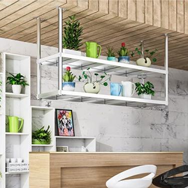 Imagem de Prateleira suspensa para copos de vinho, suporte para pendurar no teto, estilo europeu, prateleira de parede de cozinha de aço inoxidável, prateleiras flutuantes
