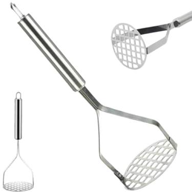 Imagem de Amassador de Batatas Manual em Aço Inox – Espremedor Multiuso para Legumes, Purês e Frutas | Cabo Ergonômico Antiderrapante | Utensílio de Cozinha Durável e Fácil de Usar