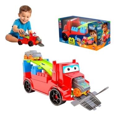 Imagem de Caminhão Mega Truck Infantil com Blocos de Montar e Rampa – Brinquedo Educativo com Carro, Encaixe Fácil e Peças Grandes | Desenvolve Coordenação Motora e Criatividade