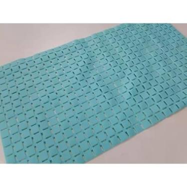 Imagem de Tapete de Banheiro Antiderrapante Moderno com Ventosa Retangular para Box e Chuveiro (511 Azul)