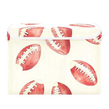 Imagem de xigua Cestos de armazenamento de bolas de futebol americano com tampas e alça de transporte, caixas de armazenamento dobráveis organizadores recipientes cestos cubo com capa para casa, quarto, armário
