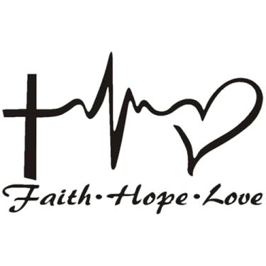 Imagem de 4 peças Hope Faith Love Heart Jesus Cross Vinyl decalque, adesivo religioso à prova d'água para janelas de carros, tablets, laptops e garrafas de água (preto)