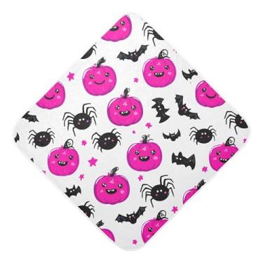Imagem de Burbuja Linda toalha de banho rosa abóboras para bebês - Toalha com capuz de musselina macia e absorvente para recém-nascido, 76 x 76 cm