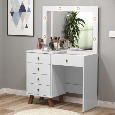 Imagem de Penteadeira Camarim Com 05 Gavetas Mel Branco Patrimar