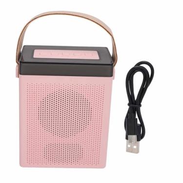 Imagem de Semme Portátil Alto-falante Sem Fio Microfone Conjunto Usb Recarregável Mini Máquina de karaokê Com Luz Ambiente para Crianças Adultos Rosa