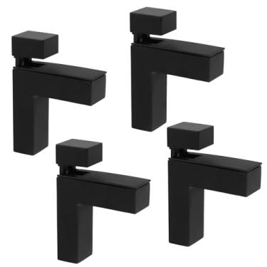 Imagem de Oedema Suporte de prateleira de vidro com 4 peças de 6 cm C x 1,94 cm L x 8,5 cm A x 8,23 cm (A), suporte de grampo de vidro ajustável de liga de zinco para prateleiras de madeira de 3 a 35 mm, preto