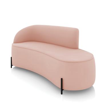 Imagem de Sofá 3 Lugares Orgânico 180cm Pé Ferro Preto Morgan Veludo Rosê D03 - D'Rossi