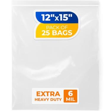 Imagem de Paclord Sacos grandes com fecho de zíper de 30,5 cm x 38 cm, 6 mil (pacote com 5) – Sacos plásticos reutilizáveis resistentes – transparentes, resseláveis, à prova d'água – para armazenar e organizar