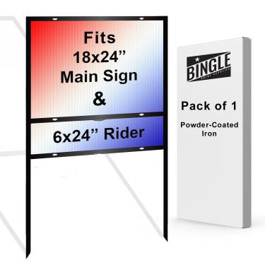 Imagem de BINGLE Estrutura de Sinalização de Ferro Imobiliário com Slot Rider Signstand Pro Metal H-Frame Yard Stakes 18X24" e 6X24" Slots de Sinalização para Corretores de Imóveis, Eventos, Marketing, Estacion